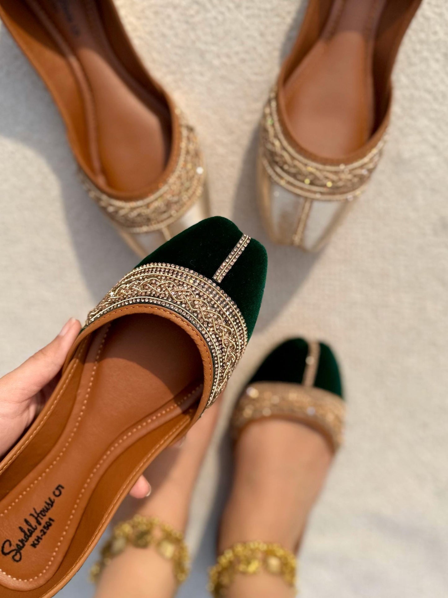 Handmade Ladies Pakistani Indian Khusa Sandal | Diamonte Embroidery Punjabi Juti Wedding shoes | Gift For Her | Gold Silver Black Pink Green