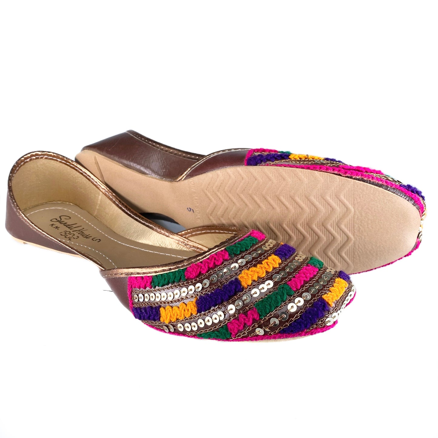 Handmade Multi Coloured Pakistani Indian Khusa Sandal | Mehndi and Party Punjabi Jutti | Sequin Wedding shoes | Gift For Her