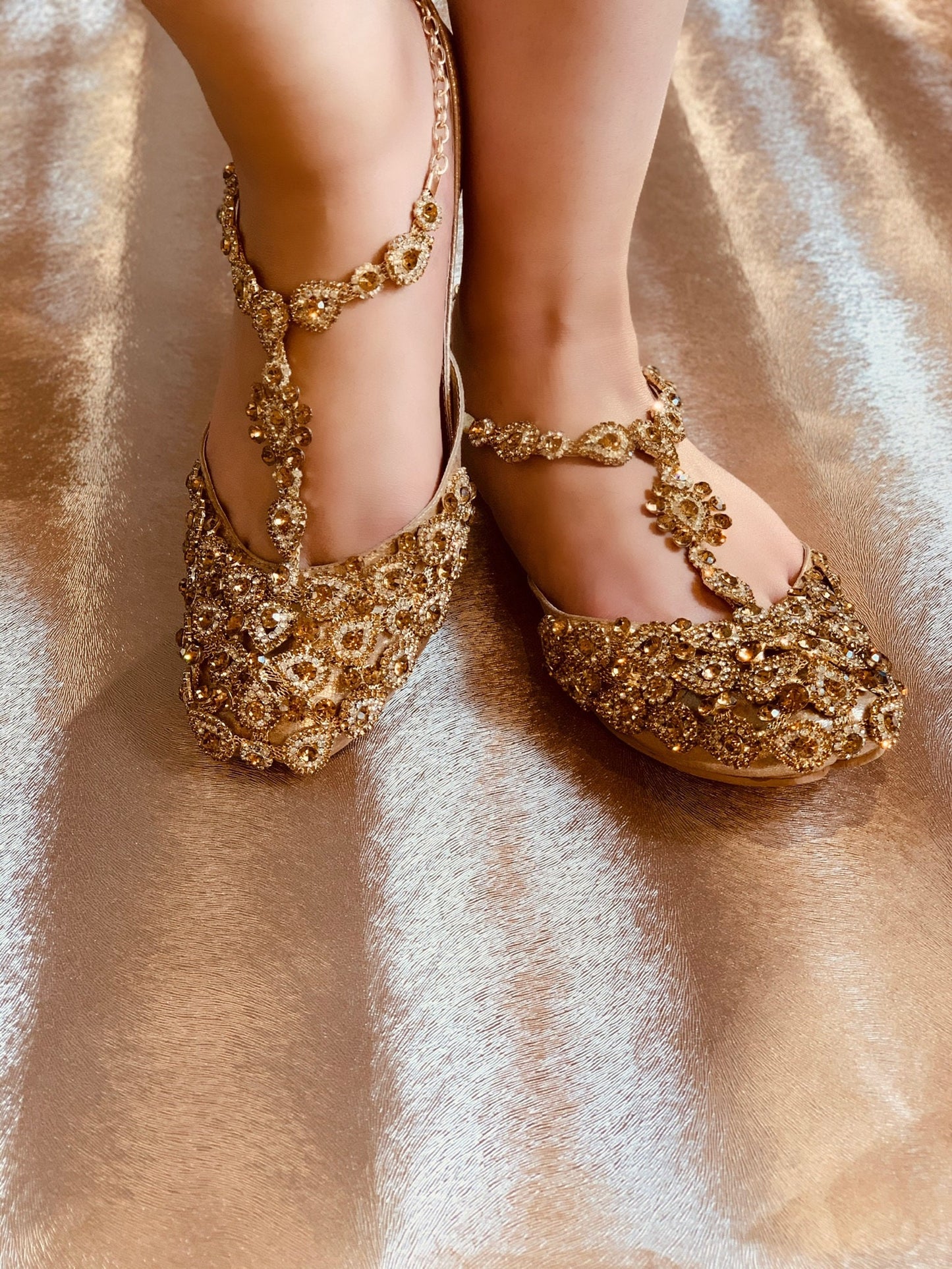 Handmade Bridal Pazaib Khusa Sandal | Womens Punjabi Jutti | Flat Indian Pakistani Anklet Wedding Shoes | gift for her