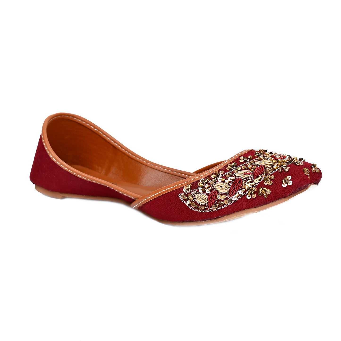 Handcrafted Womens Indian Flat Sequin Khussa Shoes | Cushioned Punjabi Mehndi Wedding Jutti | Black | Olive | Maroon | Raya Punjabi Sandals