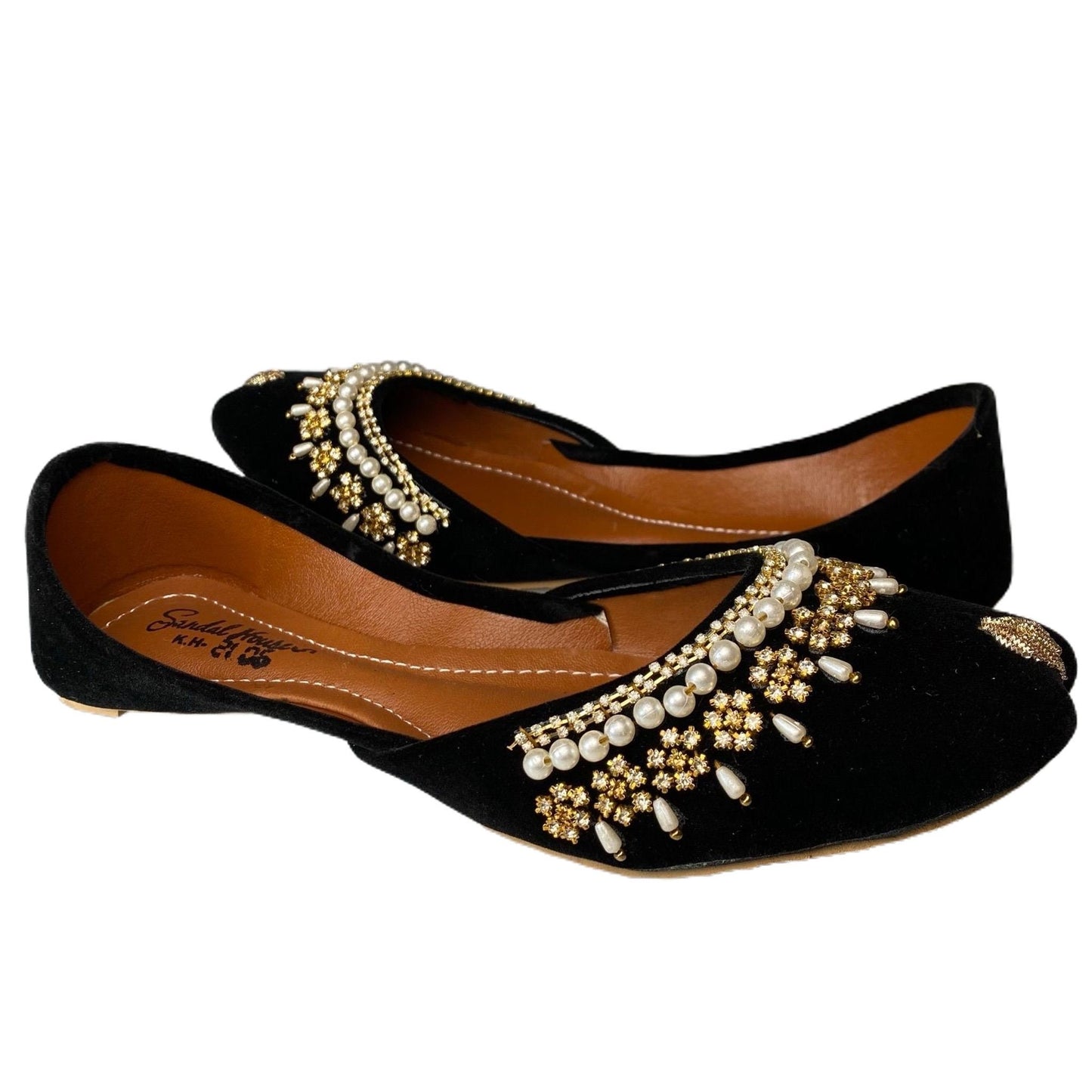 Handmade Ladies Pakistani Indian Khusa Sandal | Diamonte and Pearl Punjabi Jutti | Wedding shoes | Gift For Her | Gold Silver Black Pink