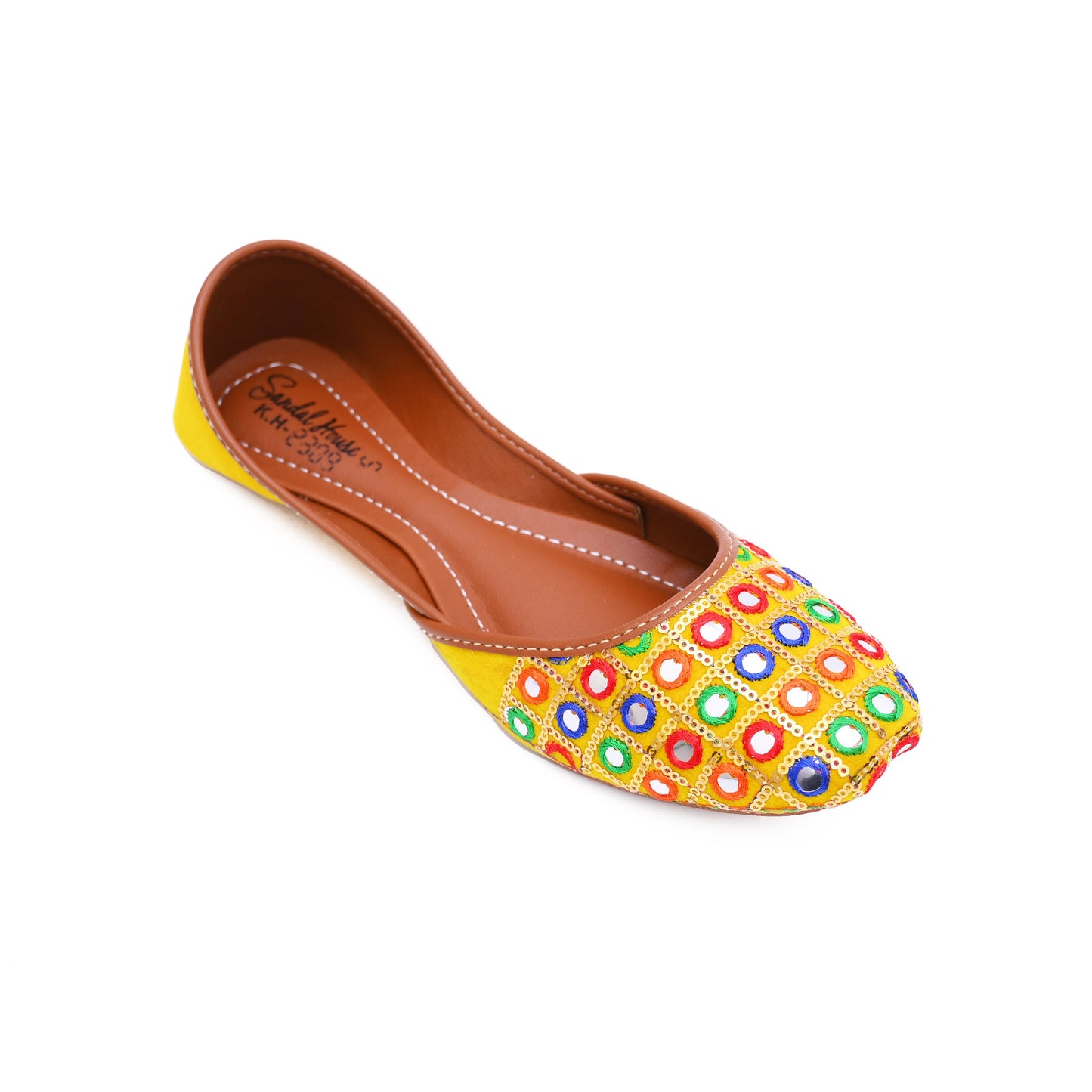 Handmade Punjabi Jutti | Multi Coloured Mirror Design | Traditional Khusa | Mojari Indian Pakistani Shoes | Gift For Her