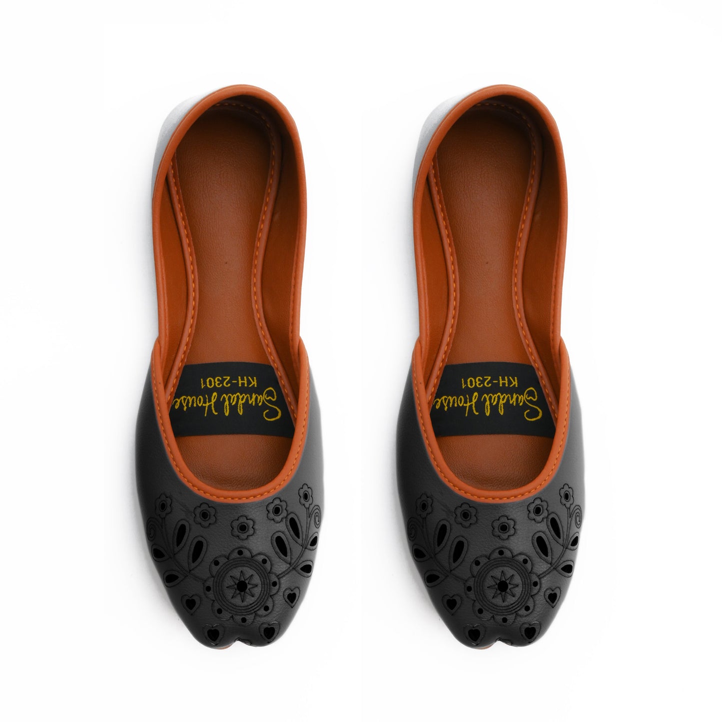 Laser Cut Soft Cushioned Leather Look Khusa Shoes | Punjabi Jutti | Ethnic Handmade Womens Sandals | Black White Pink Grey Yellow Mustard