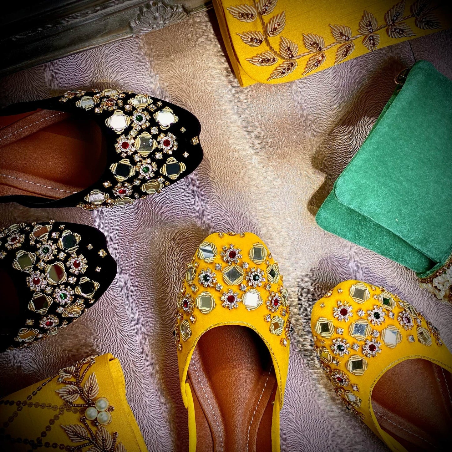 Ladies handmade Pakistani Indian Khusa Sandal | Diamonte and Mirror Punjabi Jutti | Womens wedding shoes | Gift For Her | Mehndi footwear