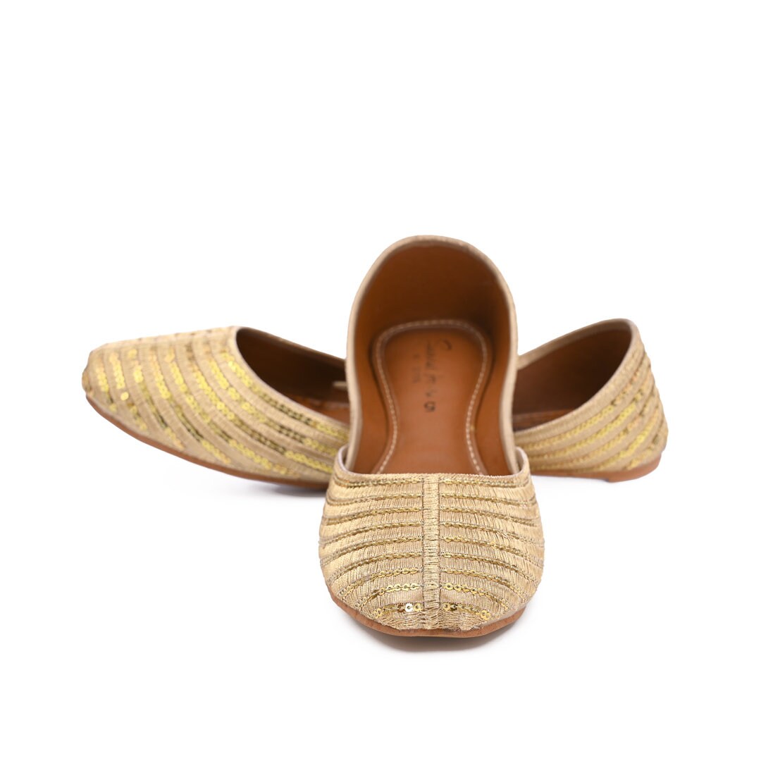 Handmade Sequin Khusa Sandal | Womens Punjabi Juti | Flat Indian Pakistani Wedding Party Shoes | Gift For Her | Black | Gold | Silver | Rose