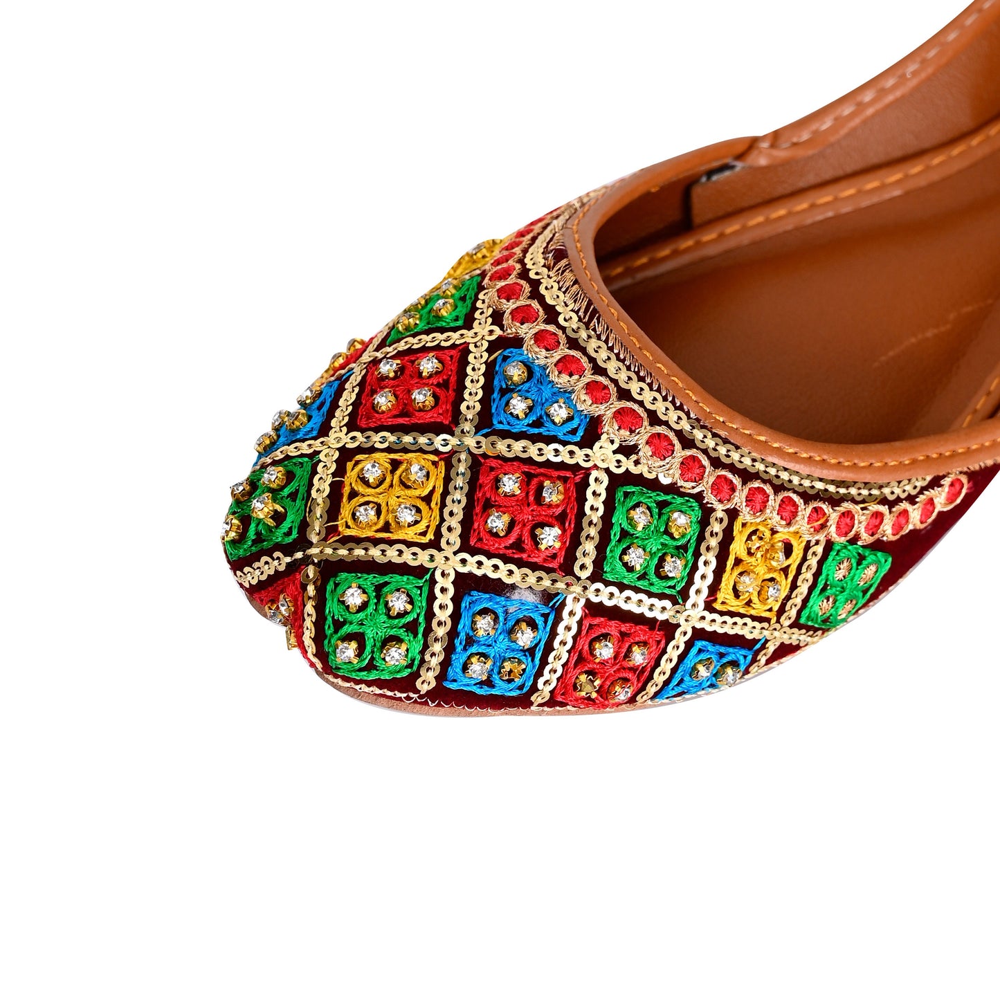 Multicoloured Handmade Mehndi Khussa Sandals | Comfortable Punjabi Jutti | Indian Wedding Shoes Designed In The UK | Gift For Her