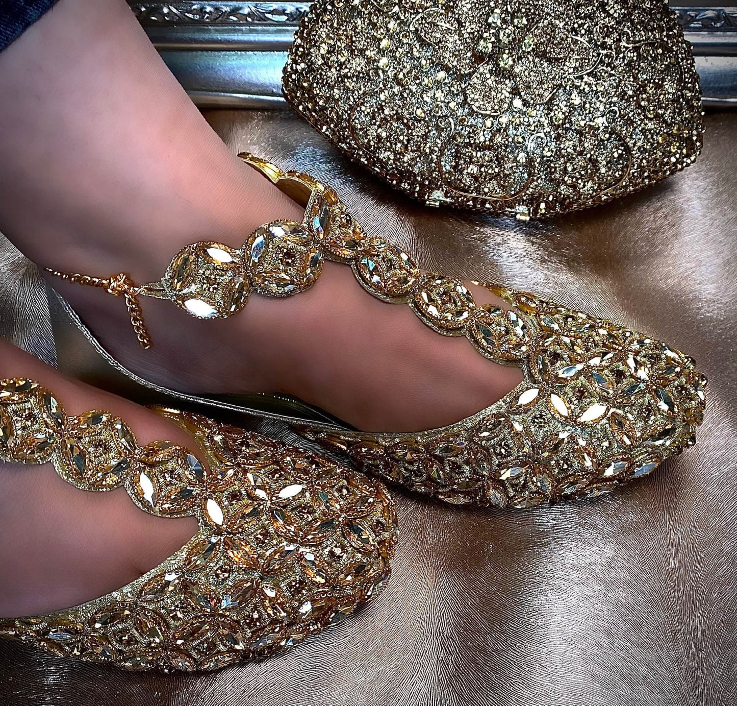 Bridal Pazaib Anklet Khusa Sandal | Womens Punjabi Jutti | Flat Indian Pakistani Wedding Shoes | gift for her | By Sandal House