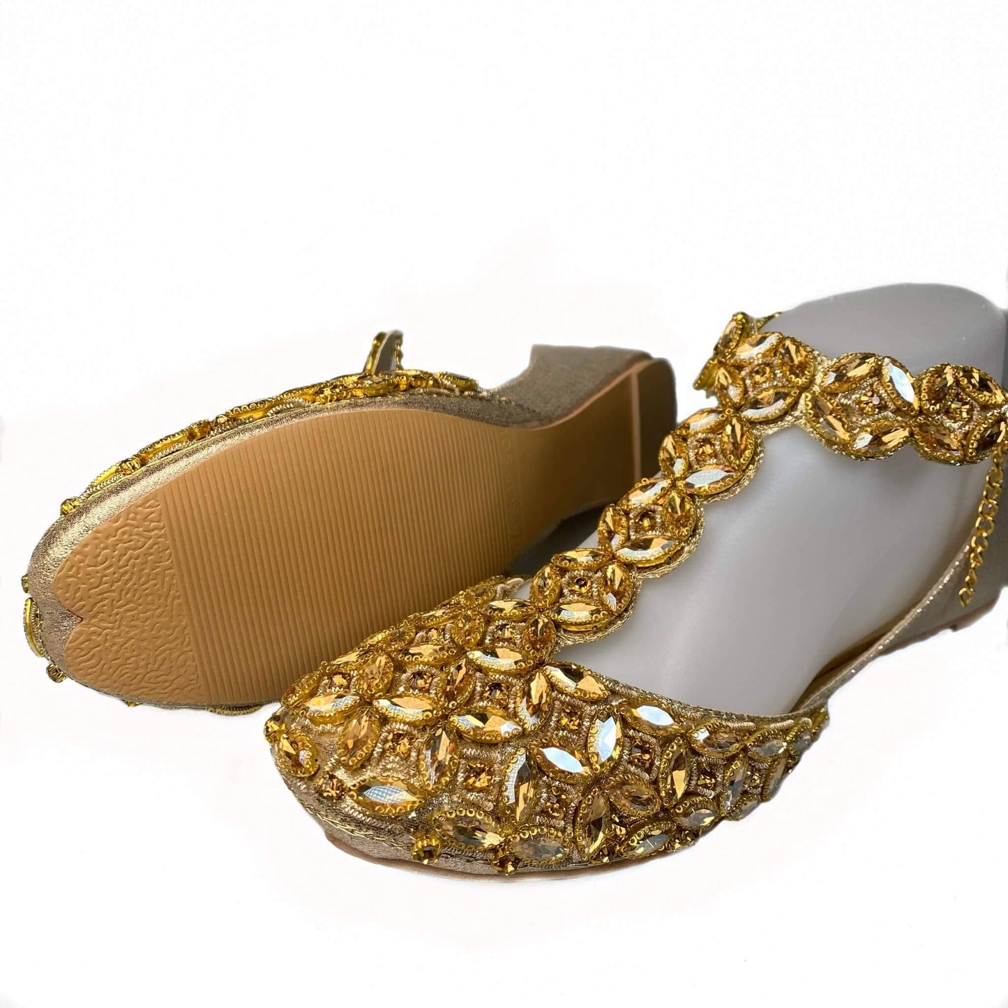 Bridal Pazaib Anklet Khusa Sandal | Womens Punjabi Jutti | Flat Indian Pakistani Wedding Shoes | gift for her | By Sandal House