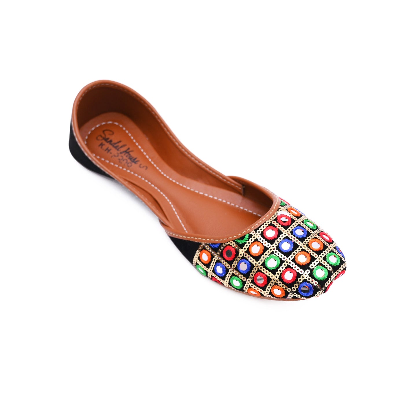 Handmade Punjabi Jutti | Multi Coloured Mirror Design | Traditional Khusa | Mojari Indian Pakistani Shoes | Gift For Her