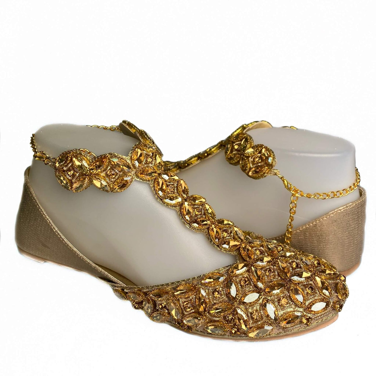 Bridal Pazaib Anklet Khusa Sandal | Womens Punjabi Jutti | Flat Indian Pakistani Wedding Shoes | gift for her | By Sandal House