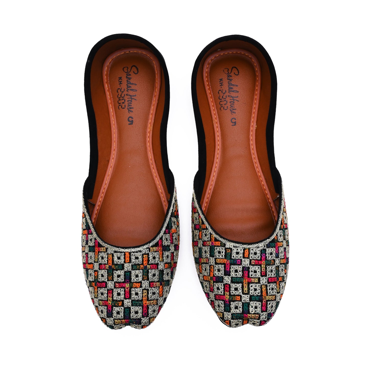 Womens Handmade Multi Coloured Punjabi Mojari Juttis | Ladies Khusa Sandals | Comfortable Foam Insole | Gift For Her | By Sandal House