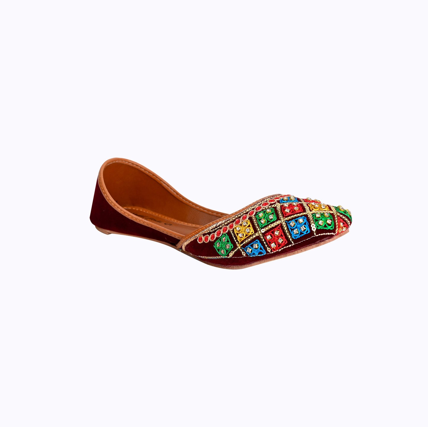Multicoloured Handmade Mehndi Khussa Sandals | Comfortable Punjabi Jutti | Indian Wedding Shoes Designed In The UK | Gift For Her