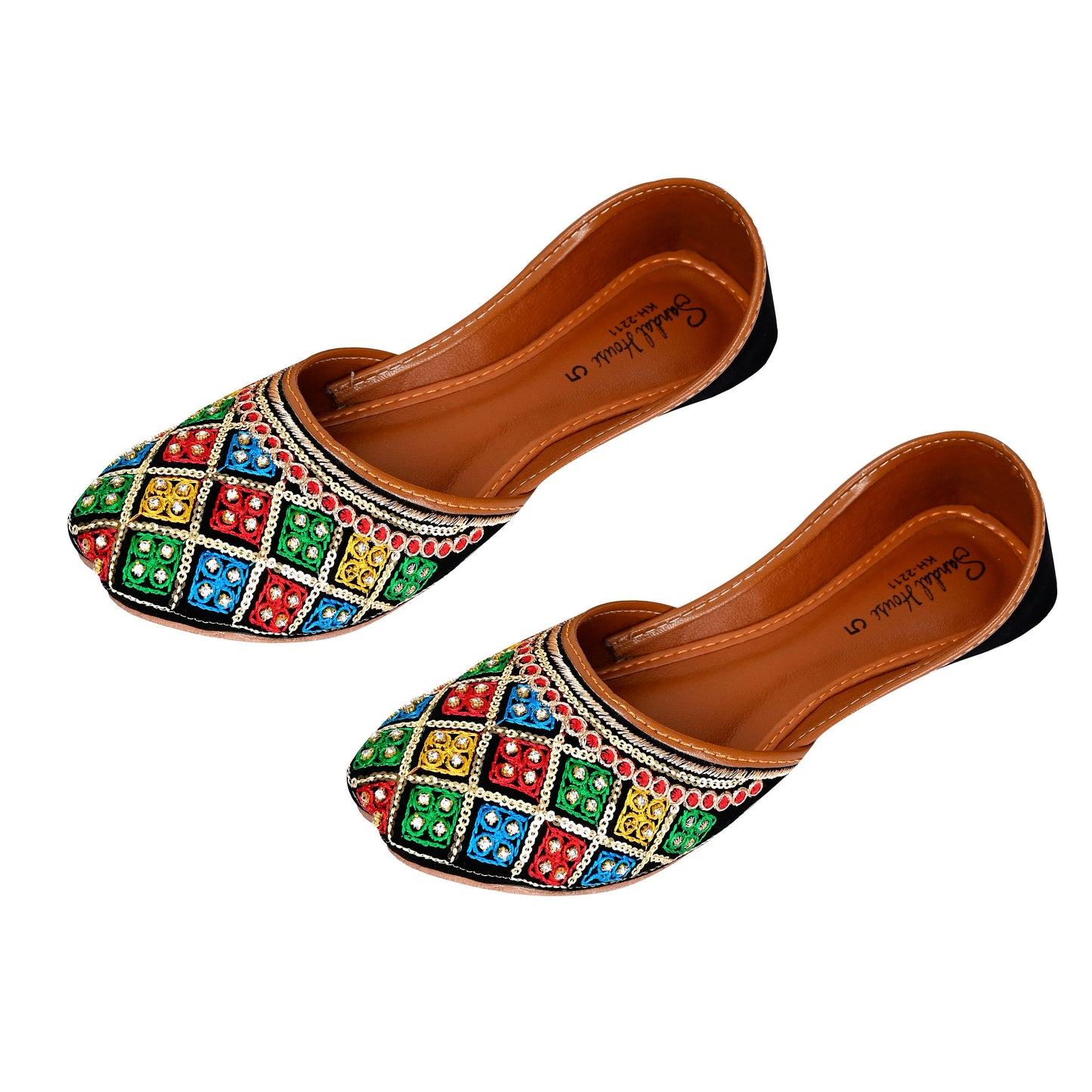 Multicoloured Handmade Mehndi Khussa Sandals | Comfortable Punjabi Jutti | Indian Wedding Shoes Designed In The UK | Gift For Her