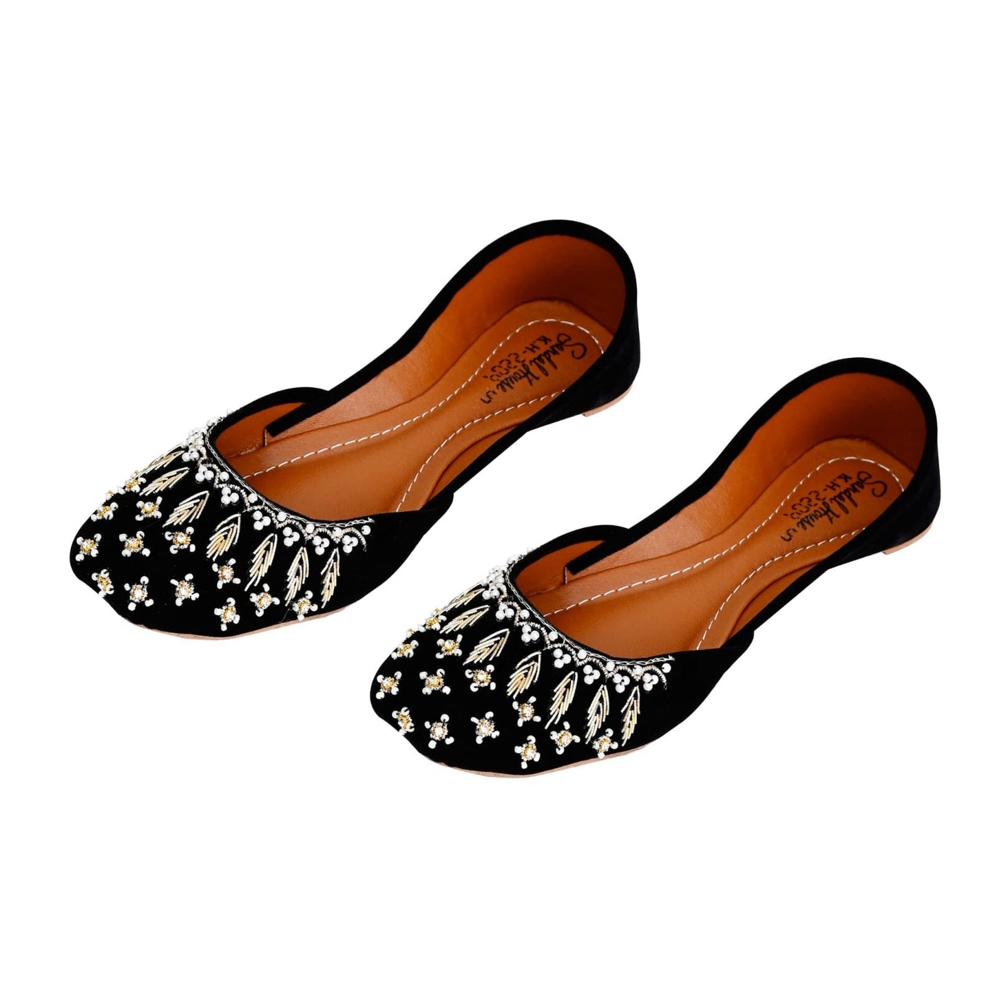 Handmade Womens Pearl and Sequin Khusa Sandals | Ladies Punjabi Jutti Gift For Her | Gold Silver Black By Sandal House
