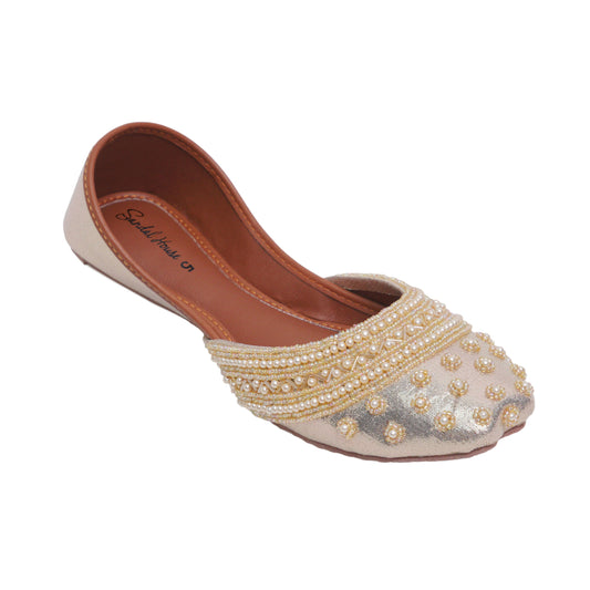Zeenat Handmade Ladies Pakistani Indian Khusa Sandal | Diamond and Pearl Punjabi Jutti | Wedding Shoes | Gift for her | Gold Silver Black