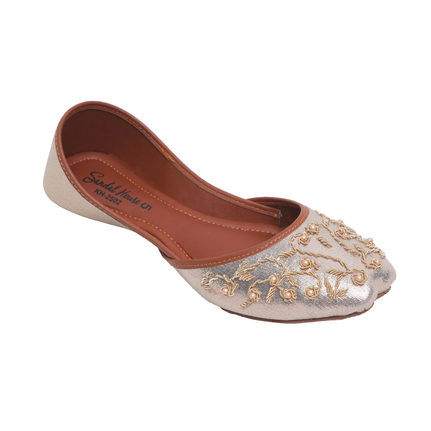 Mehr Handmade Ladies Pakistani Indian Khusa Sandal | Embroidery and Pearl Punjabi Jutti | Wedding shoes | Gift For Her | Gold Silver Black White | By Sandal House