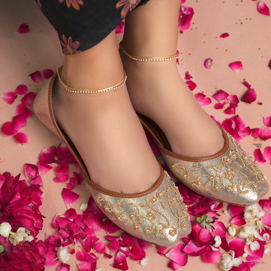 Mehr Handmade Ladies Pakistani Indian Khusa Sandal | Embroidery and Pearl Punjabi Jutti | Wedding shoes | Gift For Her | Gold Silver Black White | By Sandal House