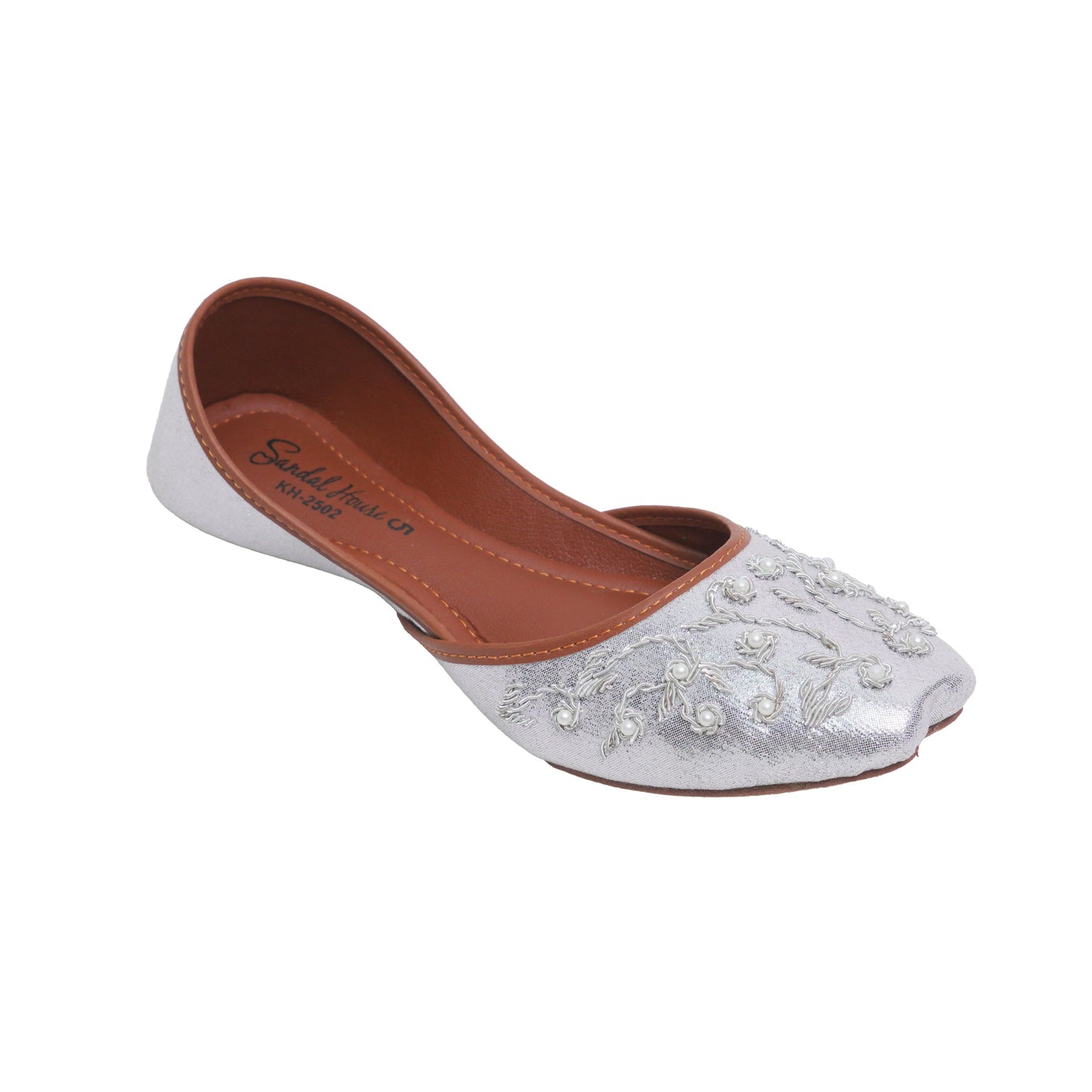 Mehr Handmade Ladies Pakistani Indian Khusa Sandal | Embroidery and Pearl Punjabi Jutti | Wedding shoes | Gift For Her | Gold Silver Black White | By Sandal House