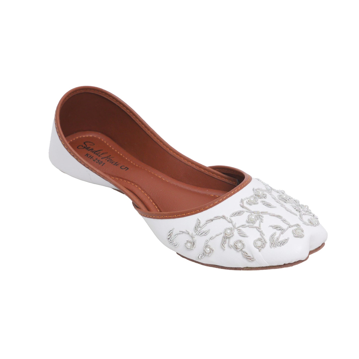 Mehr Handmade Ladies Pakistani Indian Khusa Sandal | Embroidery and Pearl Punjabi Jutti | Wedding shoes | Gift For Her | Gold Silver Black White | By Sandal House