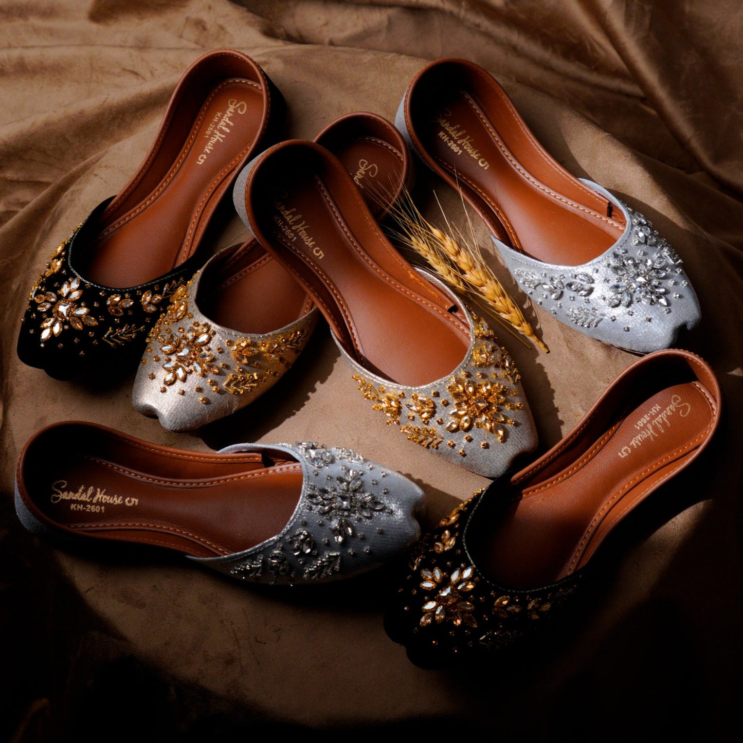 The Sitara Handmade Women's Khusa Juti Sandal | Gold Silver Black | Soft Foam Padded Insole | By Sandal House