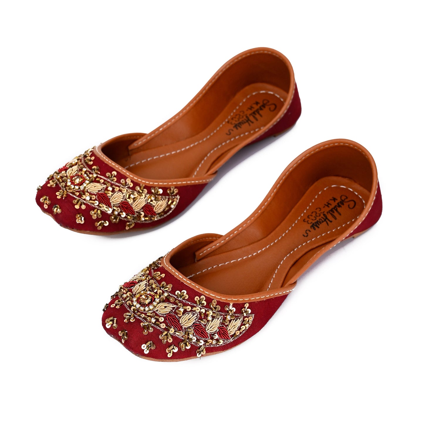 Handcrafted Womens Indian Flat Sequin Khussa Shoes | Cushioned Punjabi Mehndi Wedding Jutti | Black | Olive | Maroon | Raya Punjabi Sandals