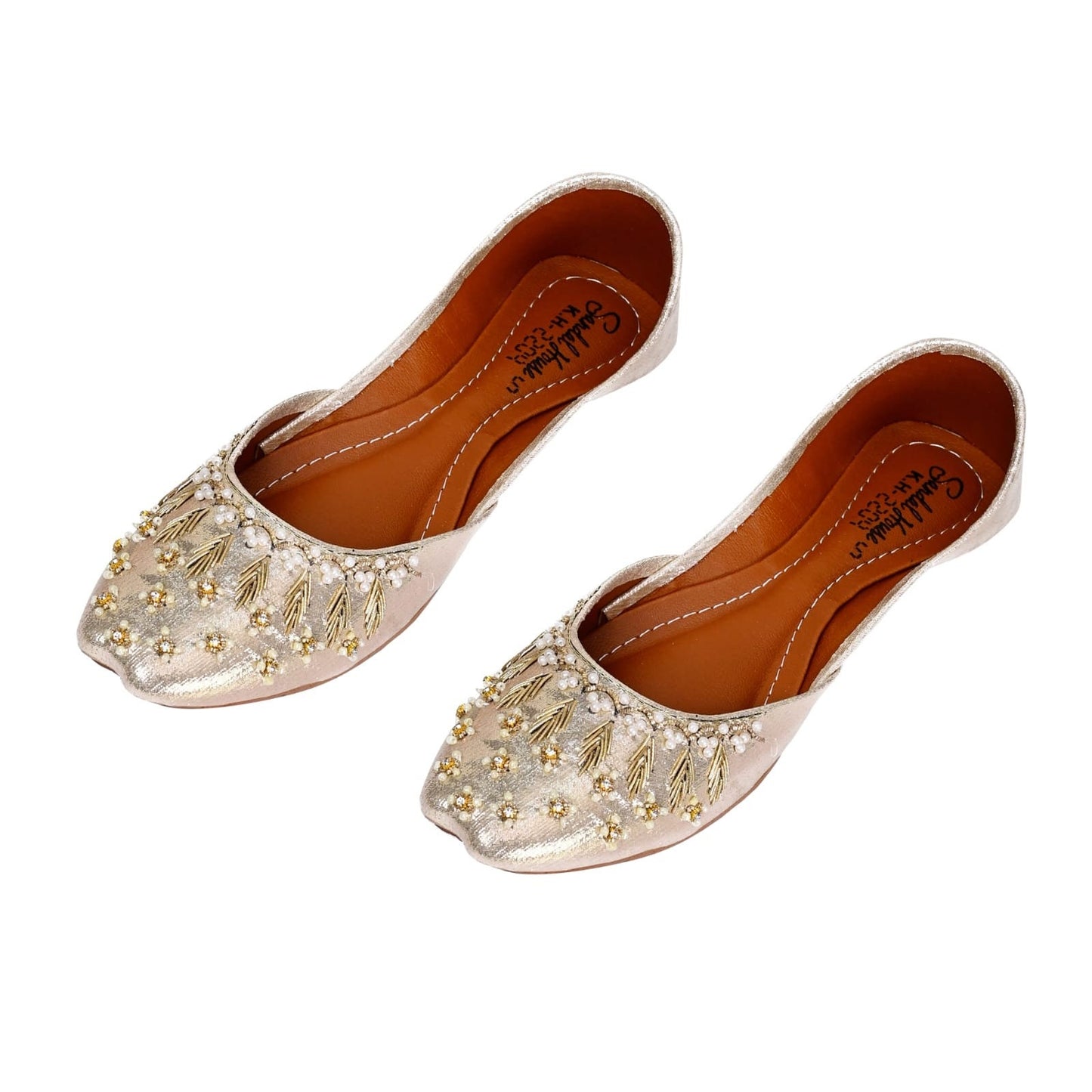 Handmade Womens Pearl and Sequin Khusa Sandals | Ladies Punjabi Jutti Gift For Her | Gold Silver Black By Sandal House