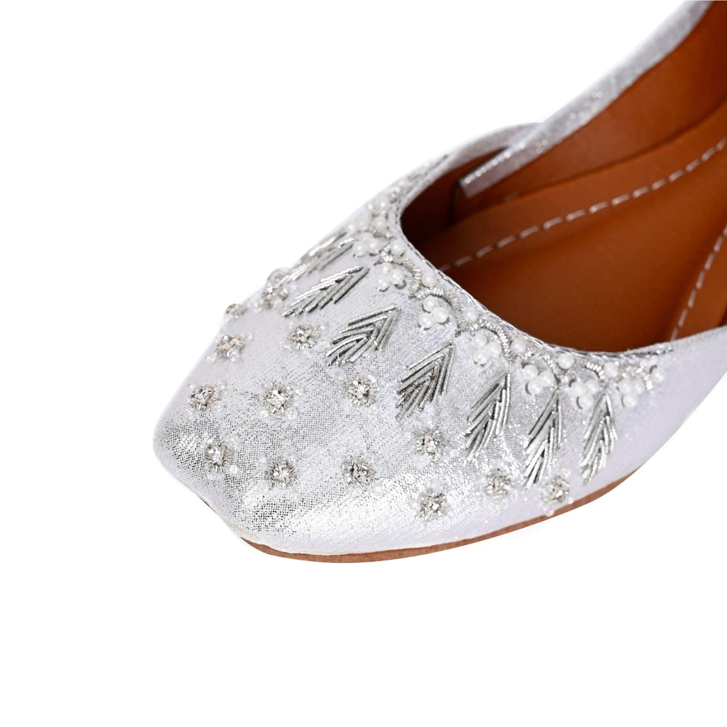 Handmade Womens Pearl and Sequin Khusa Sandals | Ladies Punjabi Jutti Gift For Her | Gold Silver Black By Sandal House