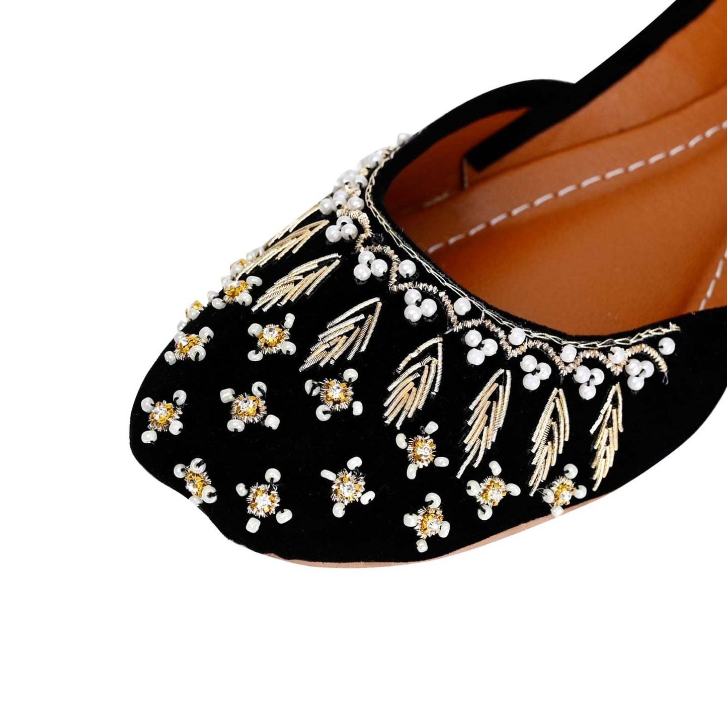 Handmade Womens Pearl and Sequin Khusa Sandals | Ladies Punjabi Jutti Gift For Her | Gold Silver Black By Sandal House