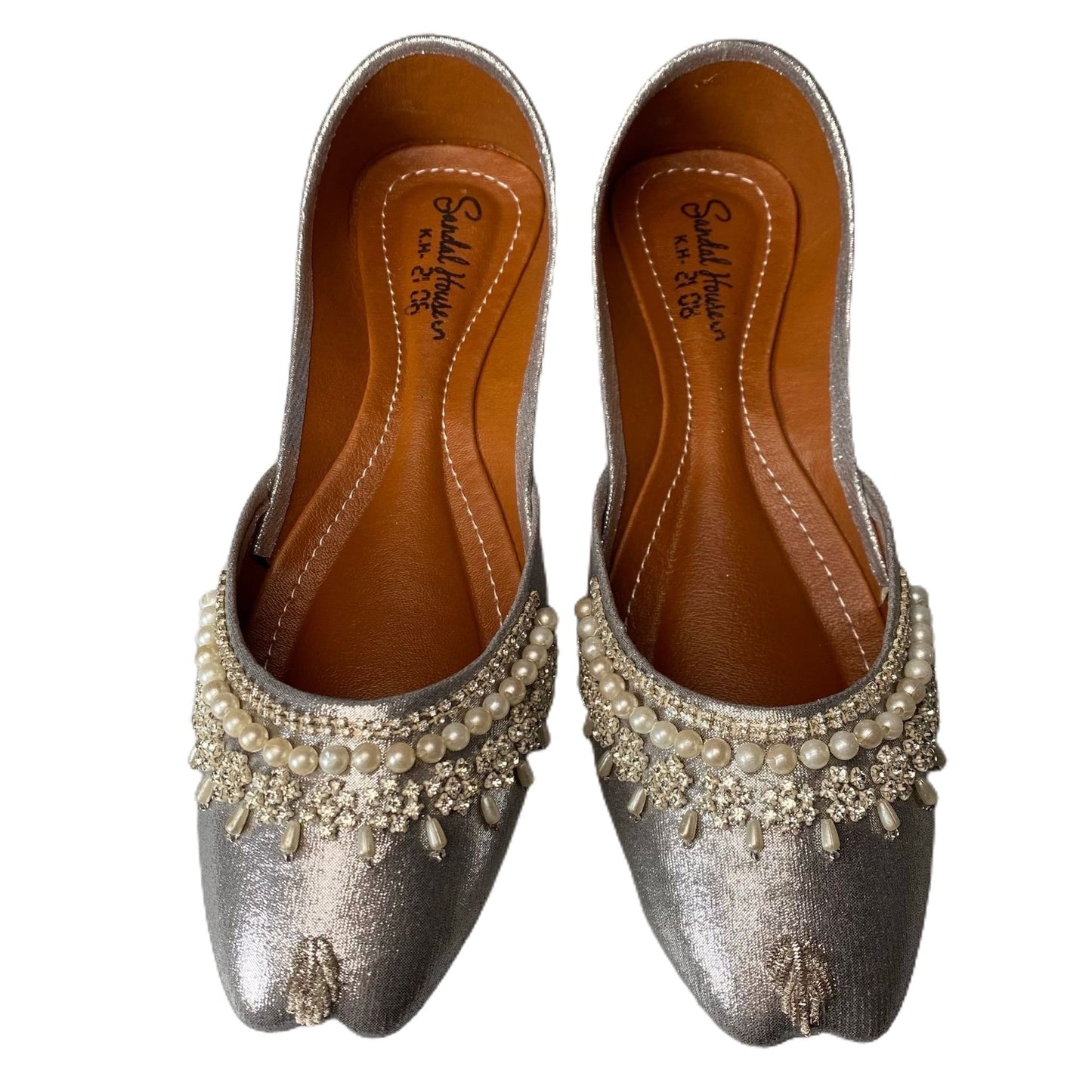 Handmade Ladies Pakistani Indian Khusa Sandal | Diamonte and Pearl Punjabi Jutti | Wedding shoes | Gift For Her | Gold Silver Black Pink