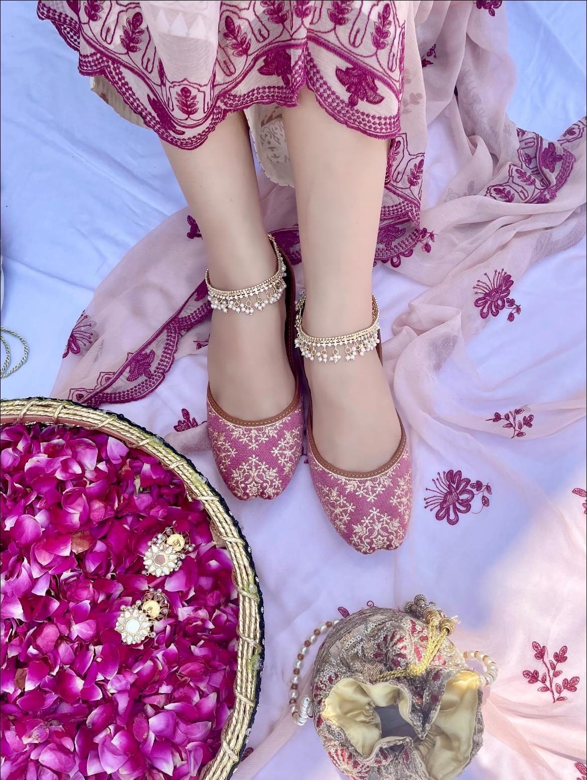 Dahlia Embroidered Handcrafted Women's Punjabi Jutti Khusa Sandal | Pakistani Indian Footwear | Wedding Shoes | Gift For Her |
