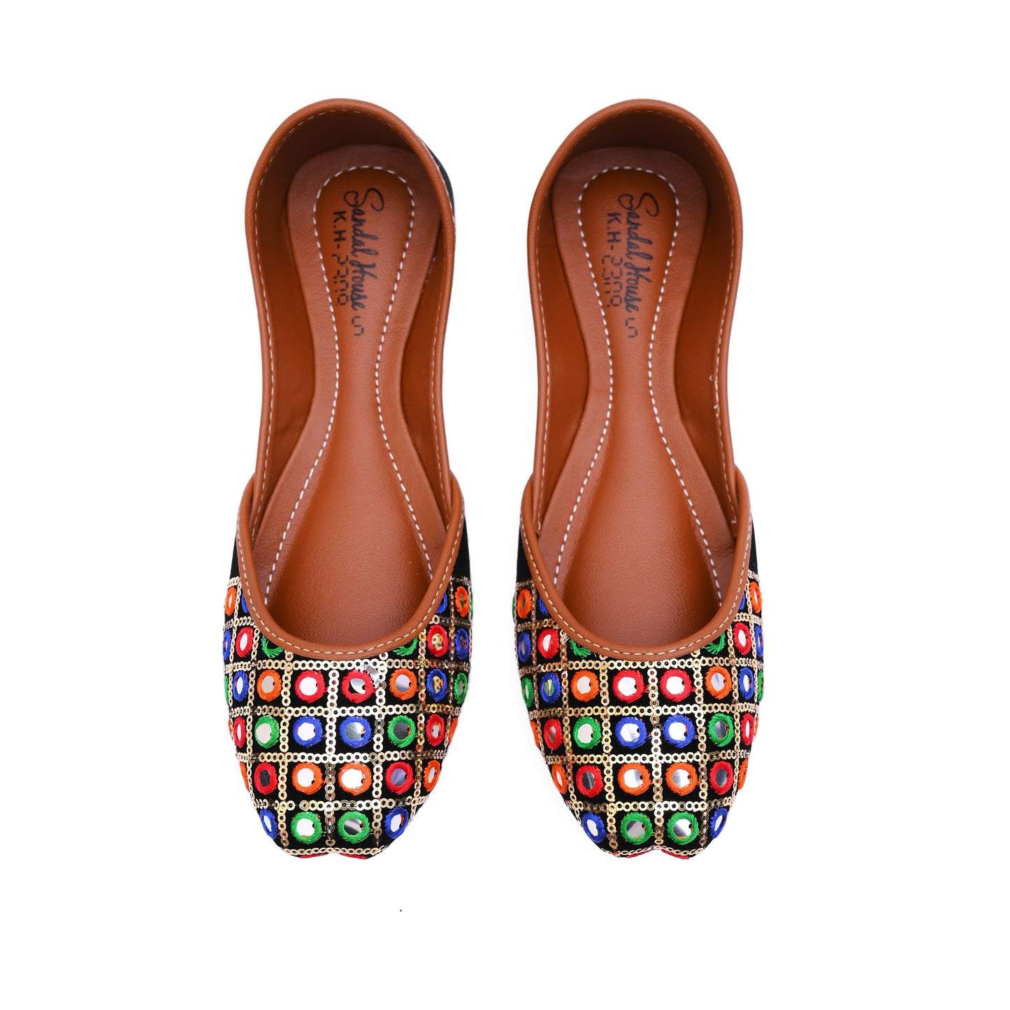 Handmade Punjabi Jutti | Multi Coloured Mirror Design | Traditional Khusa | Mojari Indian Pakistani Shoes | Gift For Her