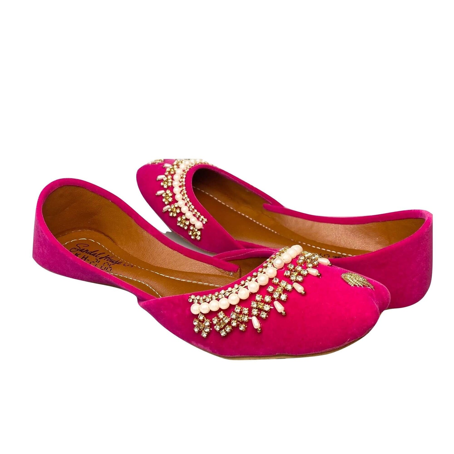 Handmade Ladies Pakistani Indian Khusa Sandal | Diamonte and Pearl Punjabi Jutti | Wedding shoes | Gift For Her | Gold Silver Black Pink