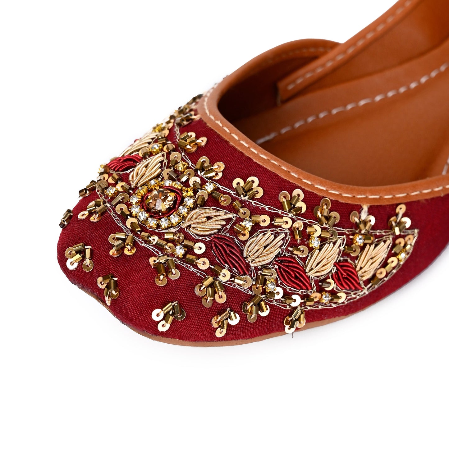 Handcrafted Womens Indian Flat Sequin Khussa Shoes | Cushioned Punjabi Mehndi Wedding Jutti | Black | Olive | Maroon | Raya Punjabi Sandals