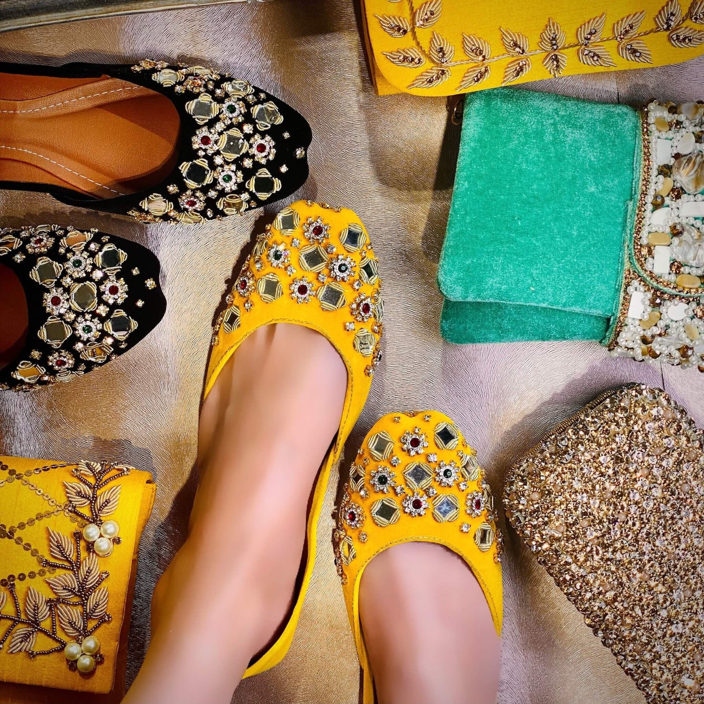 Ladies handmade Pakistani Indian Khusa Sandal | Diamonte and Mirror Punjabi Jutti | Womens wedding shoes | Gift For Her | Mehndi footwear