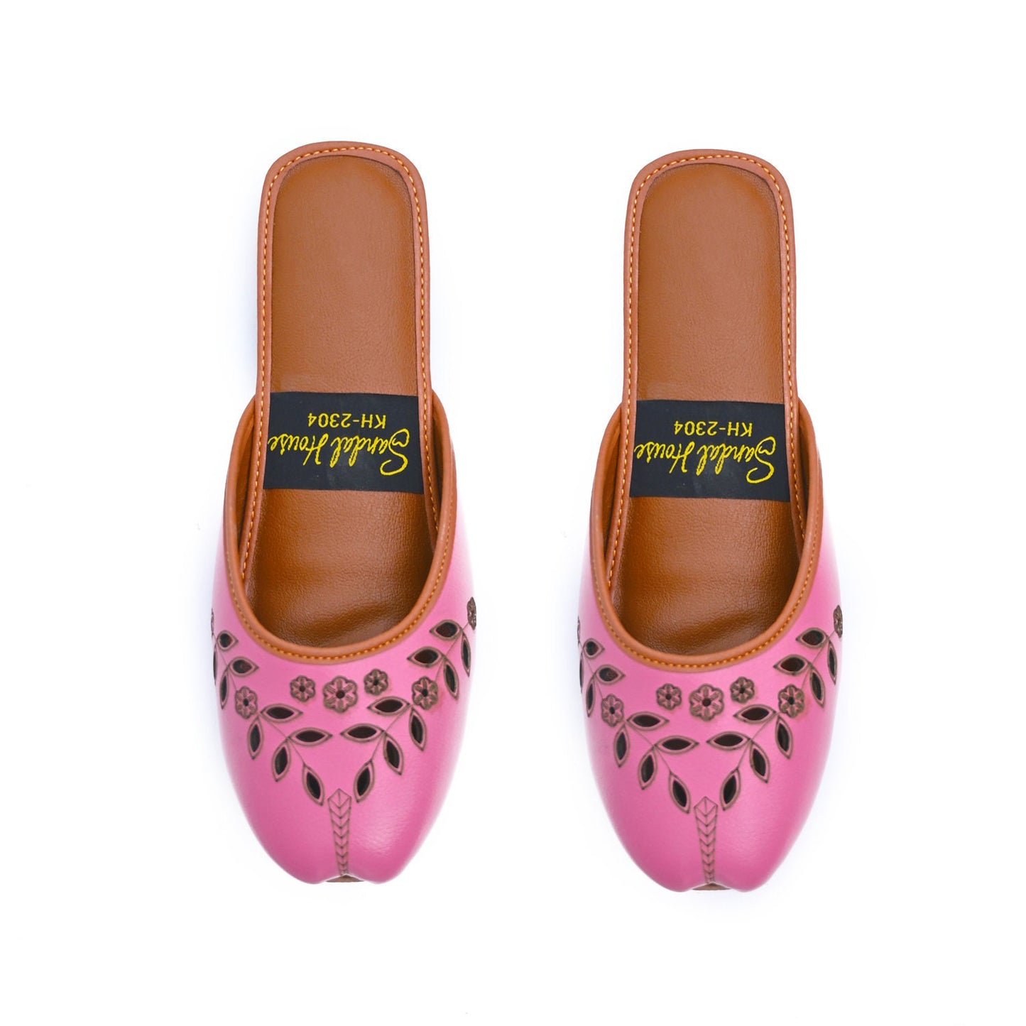 Laser Cut Open Back Soft Cushioned Leather Look Khussa Shoes | Punjabi Jutti | Ethnic Handmade Womens Sandals | Black White Pink Grey