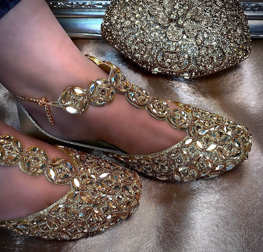 Bridal Pazaib Anklet Khusa Sandal | Womens Punjabi Jutti | Flat Indian Pakistani Wedding Shoes | gift for her | By Sandal House
