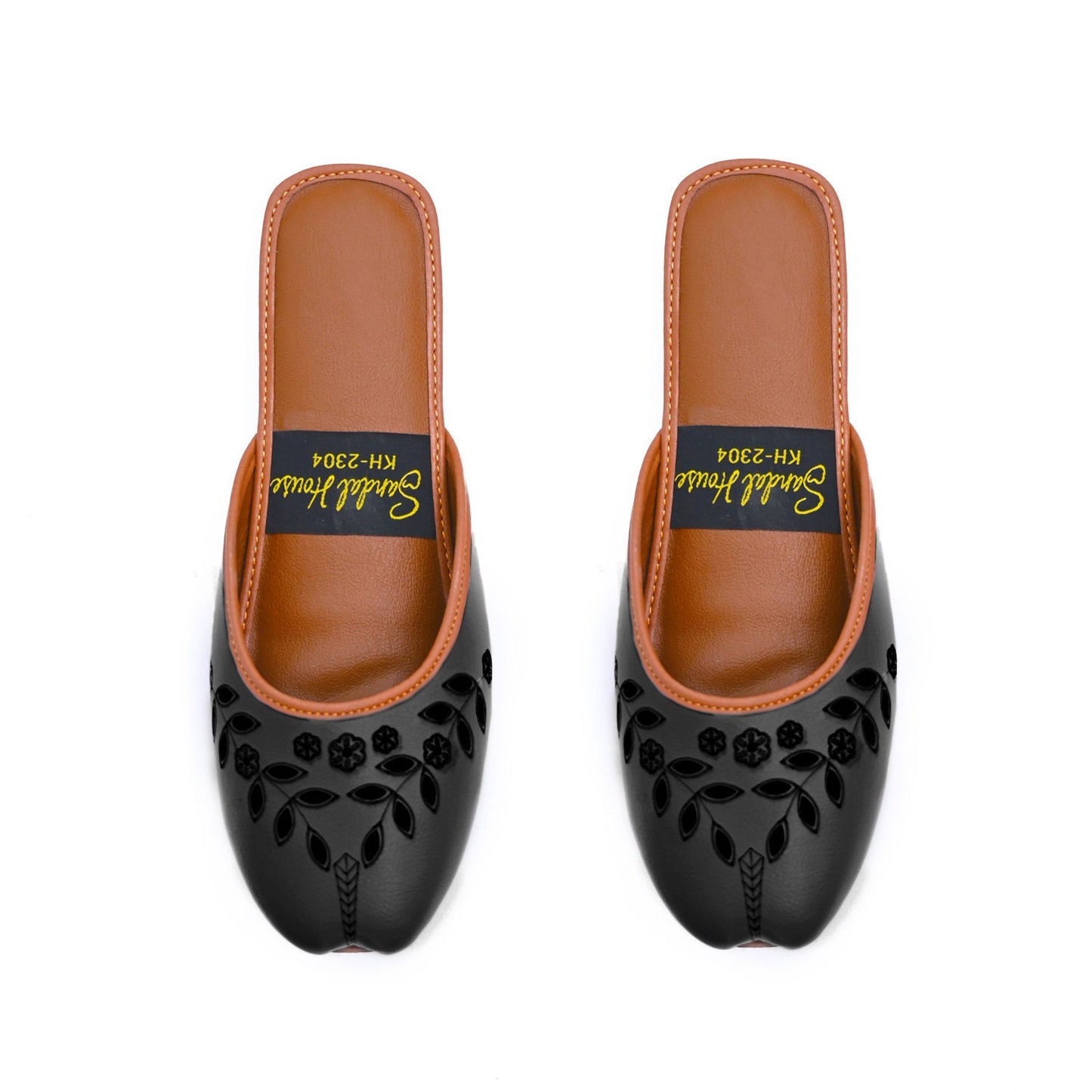 Laser Cut Open Back Soft Cushioned Leather Look Khussa Shoes | Punjabi Jutti | Ethnic Handmade Womens Sandals | Black White Pink Grey