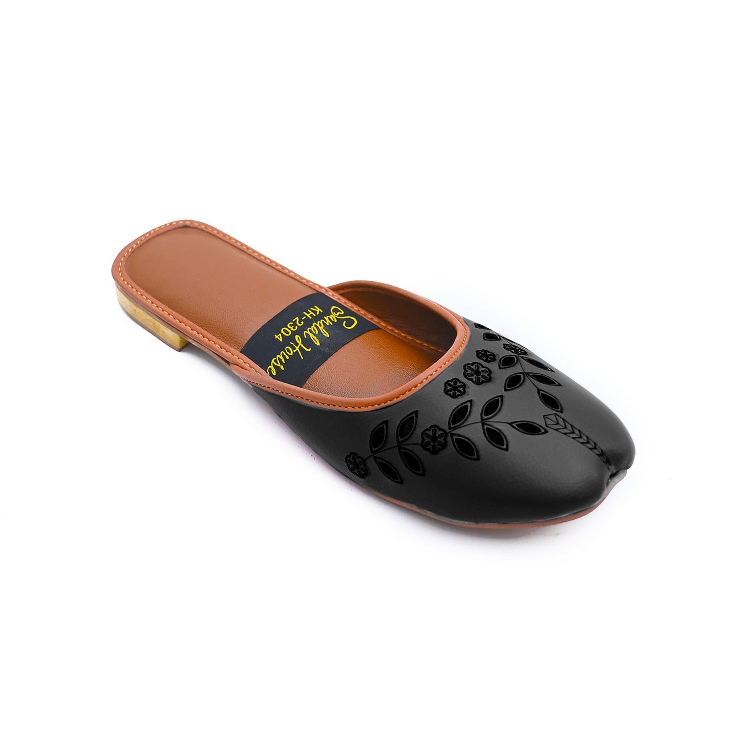 Laser Cut Open Back Soft Cushioned Leather Look Khussa Shoes | Punjabi Jutti | Ethnic Handmade Womens Sandals | Black White Pink Grey