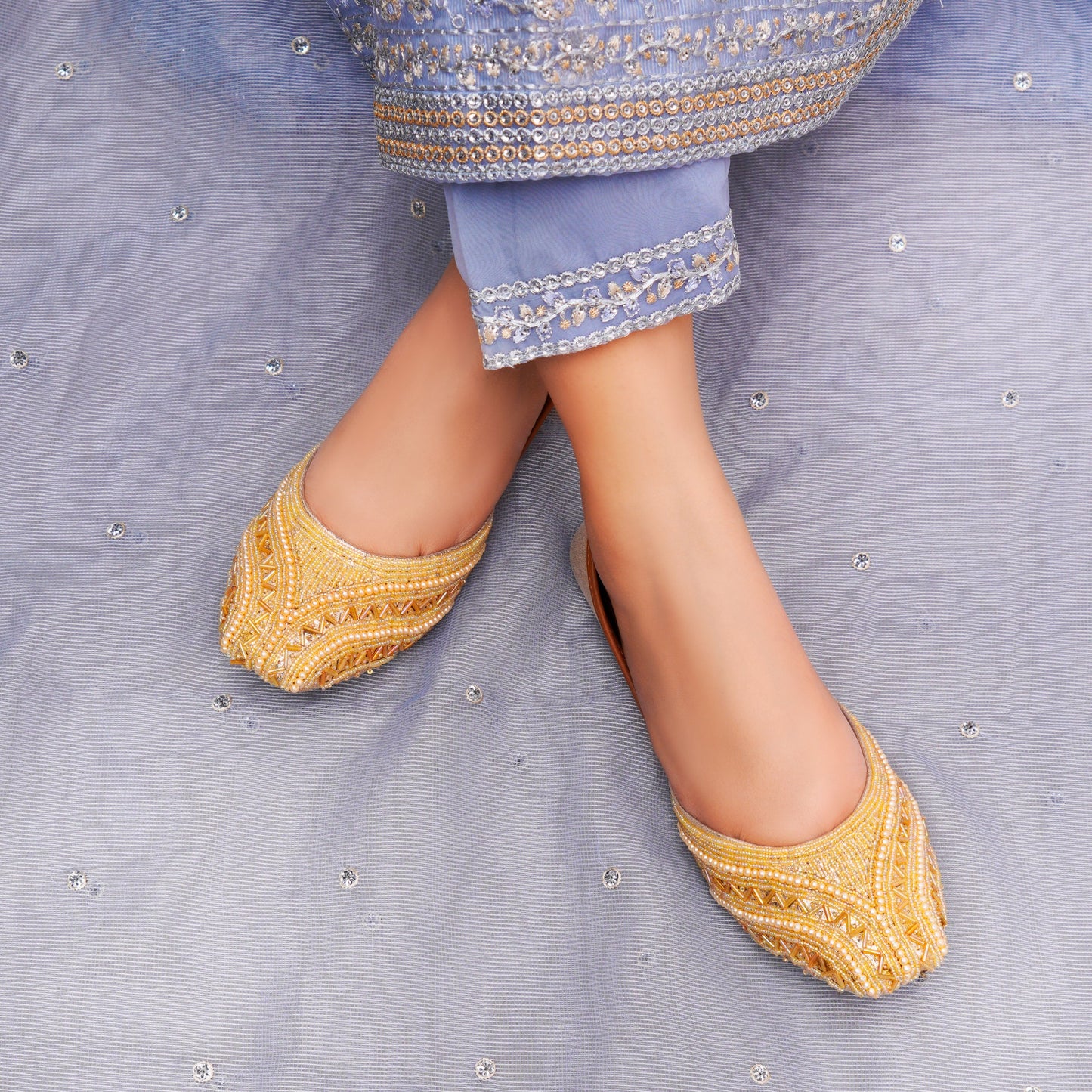 Zariya Pearl Khussa Handmade Ladies Pakistani Indian Khusa Sandal | Pearl Punjabi Jutti | Wedding shoes | Gift For Her | Gold Silver Black
