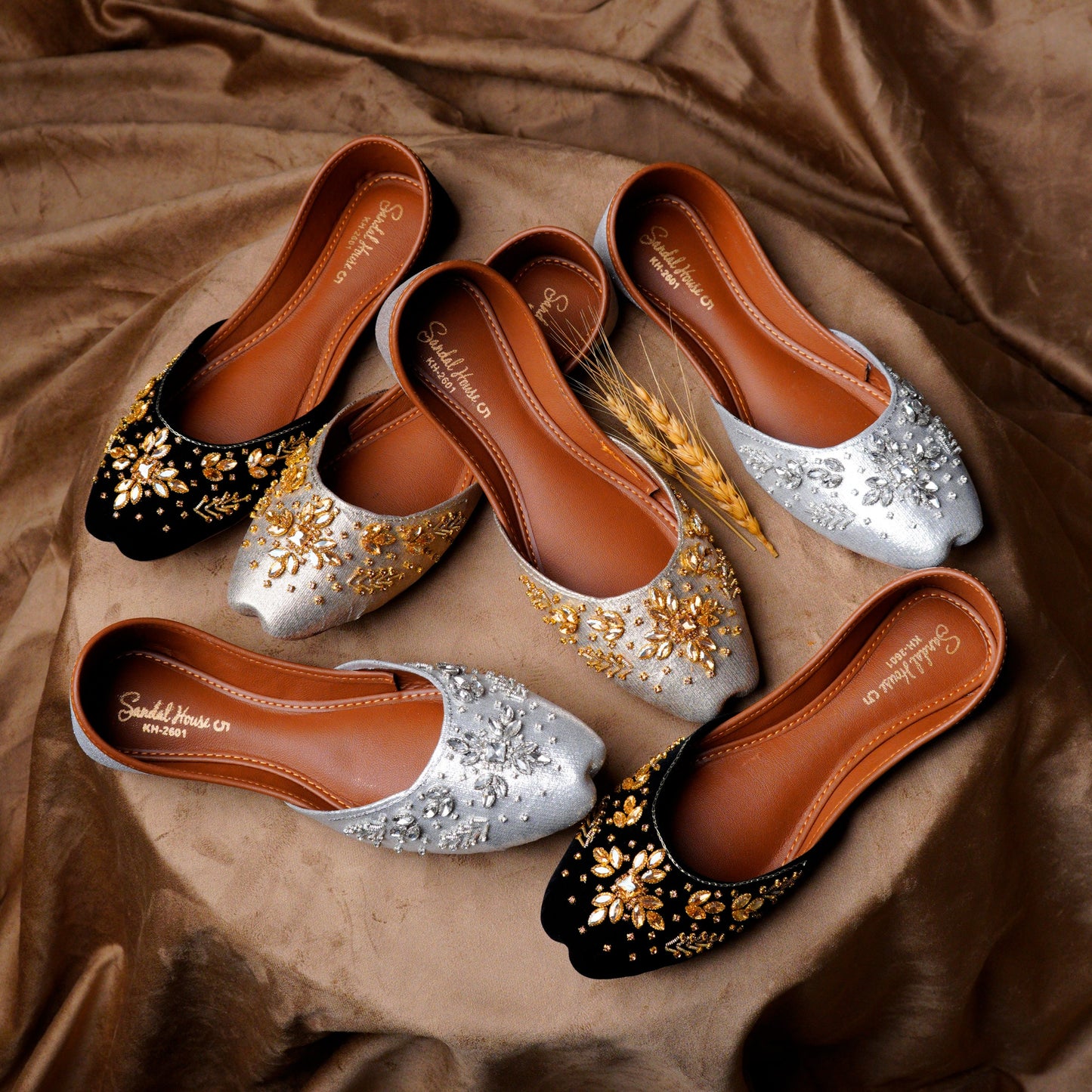 The Sitara Handmade Women's Khusa Juti Sandal | Gold Silver Black | Soft Foam Padded Insole | By Sandal House