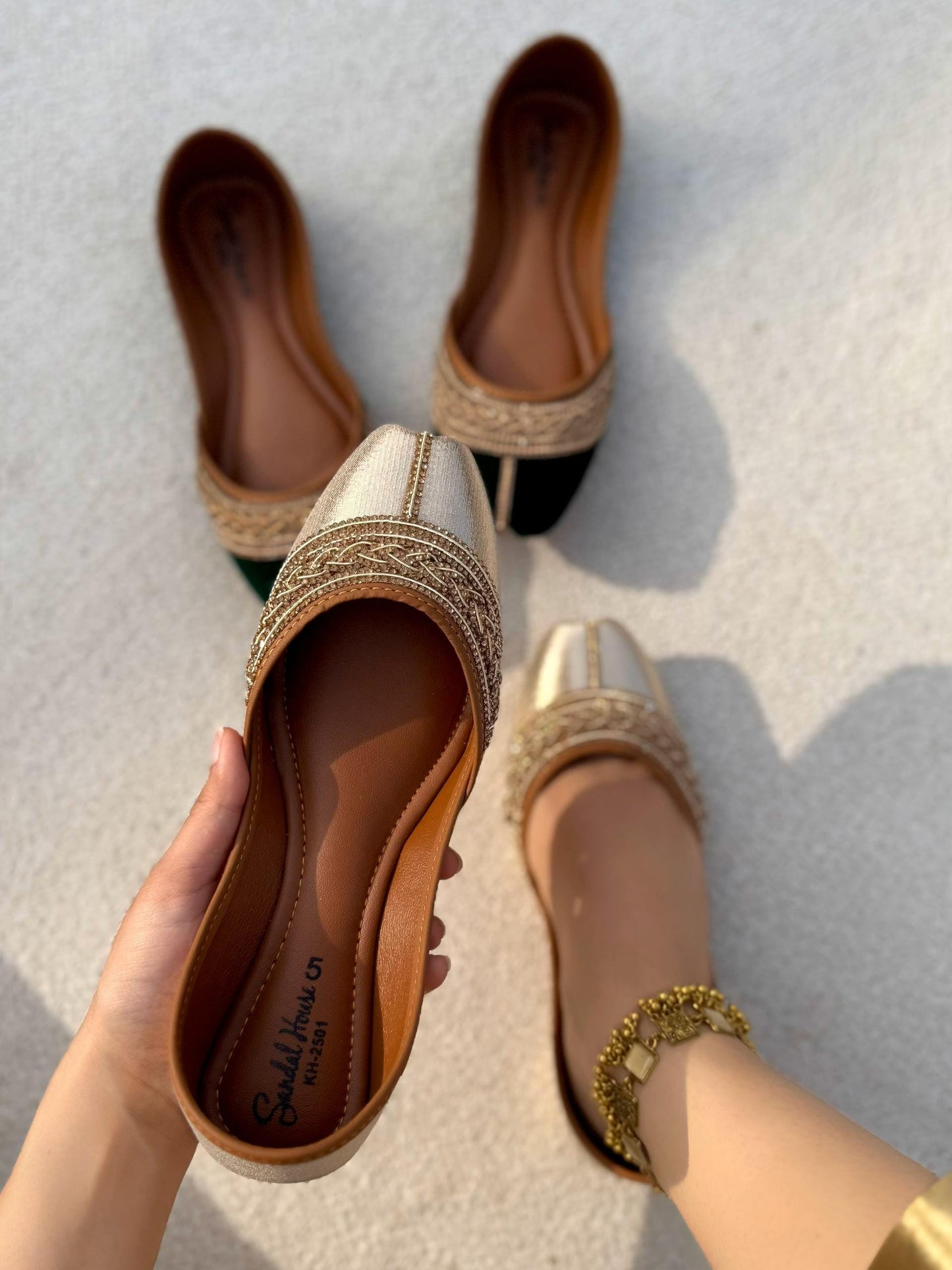 Handmade Ladies Pakistani Indian Khusa Sandal | Diamonte Embroidery Punjabi Juti Wedding shoes | Gift For Her | Gold Silver Black Pink Green